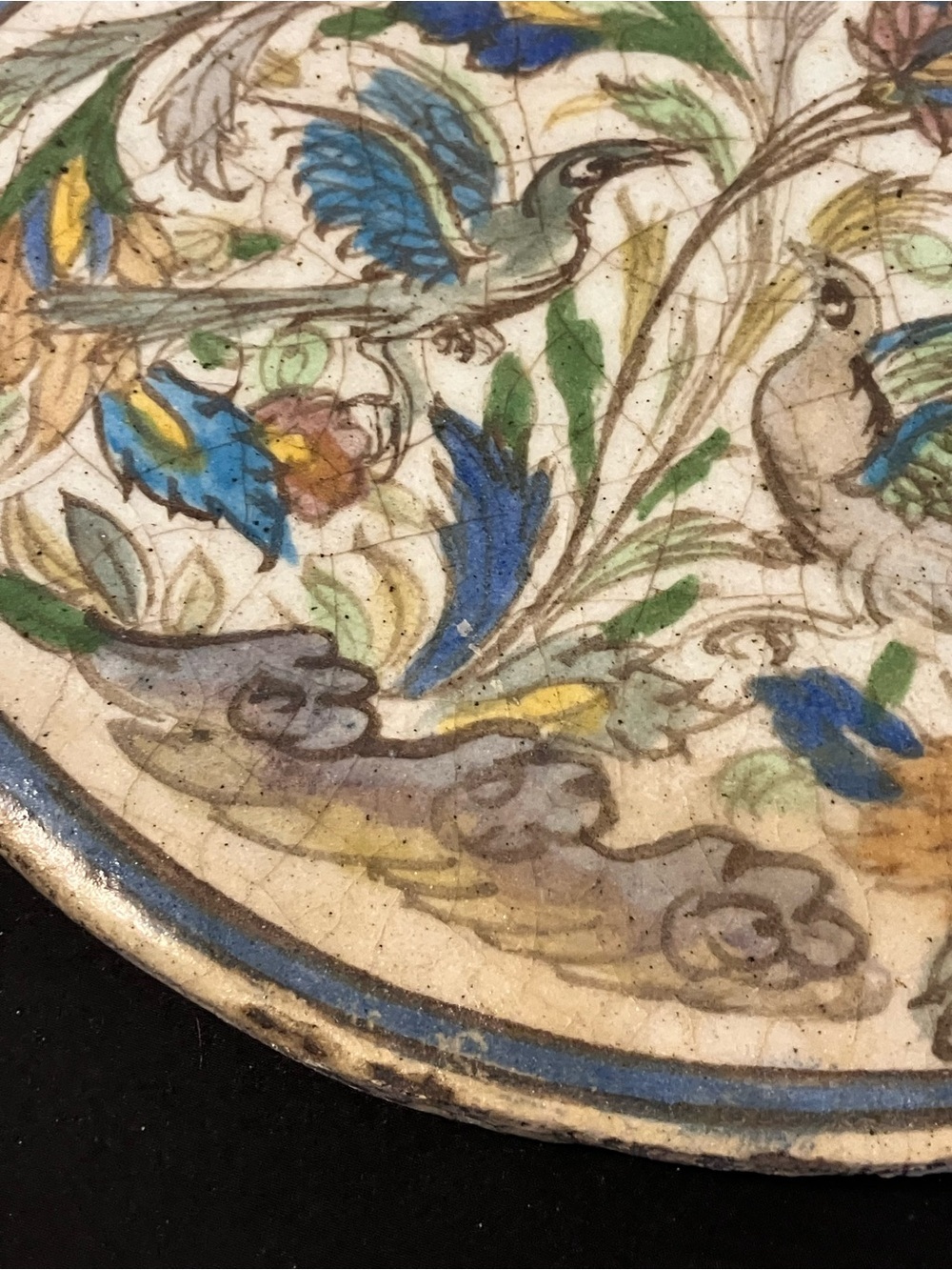 Persian Iznik Oval Polychrome Glazed Bird Tile - Picture 3 of 9